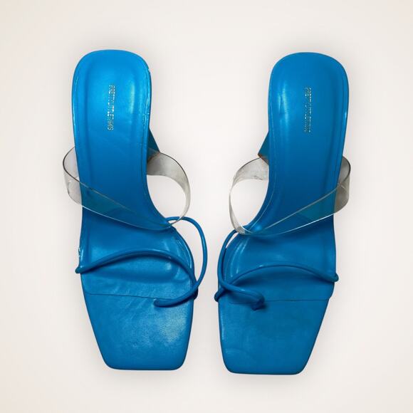 PrettyLittleThing Women’s 6 Blue Clear Strap Block Heel - Picture 5 of 7